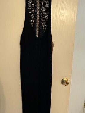 Black Sleeveless Maxi Dress with Crochet Back Detail